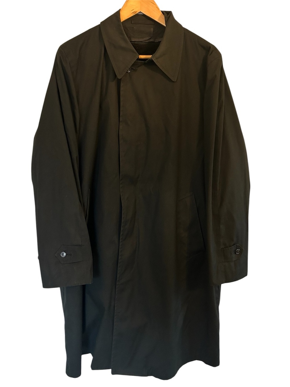 London Fog Classic Black Overcoat Timeless Trench Coat Alpaca Lined Jacket Mens